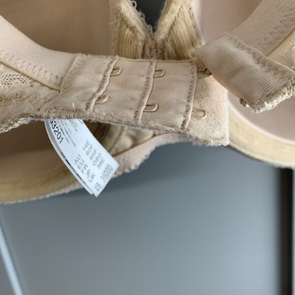 Wacoal Bra 36DDD Lace Finesse Lined Cup Underwire 853201 Adjustable Tan - Picture 3 of 7